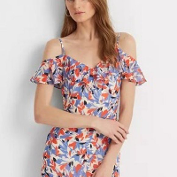 NWT Lauren Ralph Lauren Floral Off Shoulder Gown 14 - Picture 4 of 4